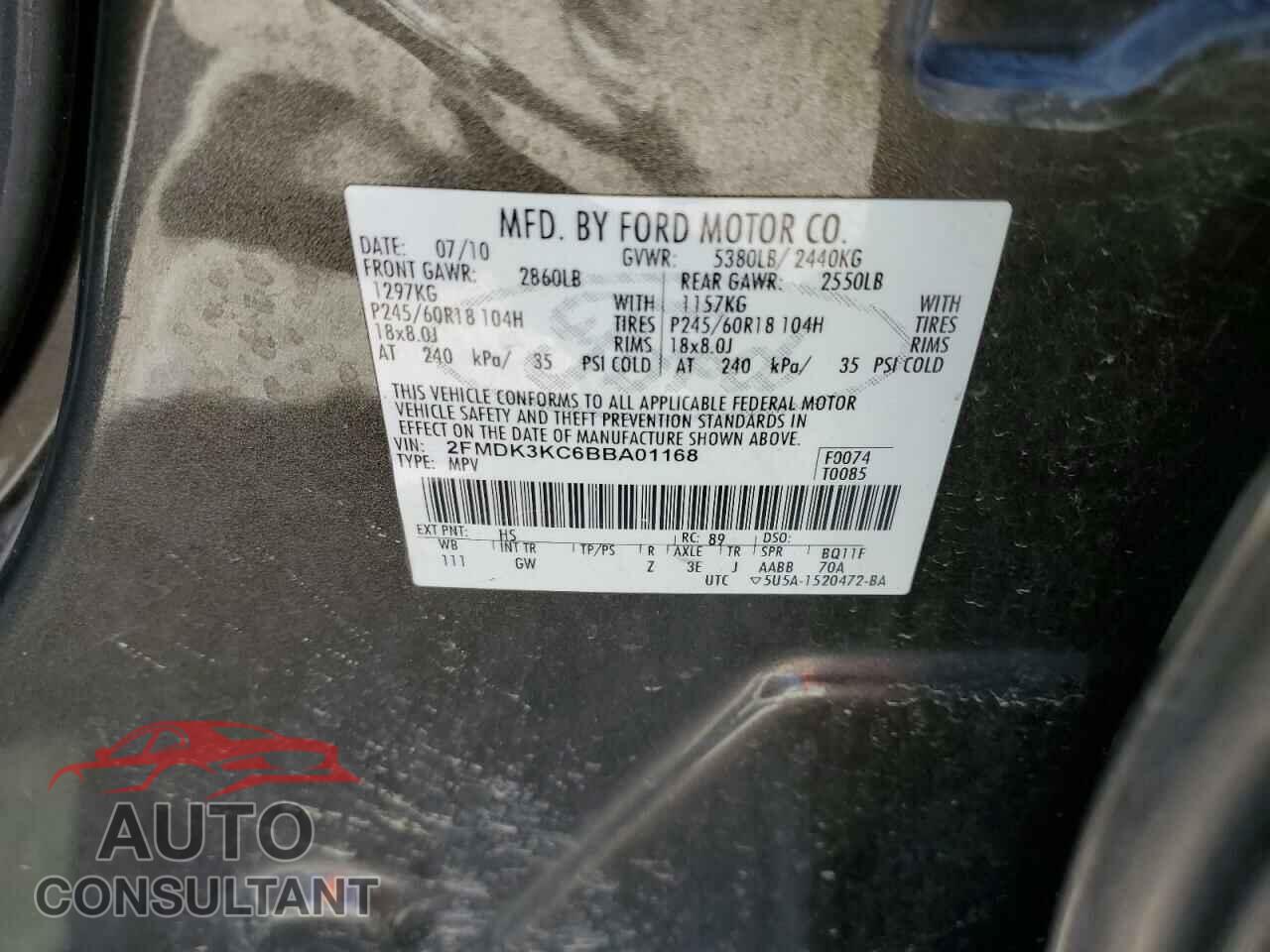 FORD EDGE 2011 - 2FMDK3KC6BBA01168