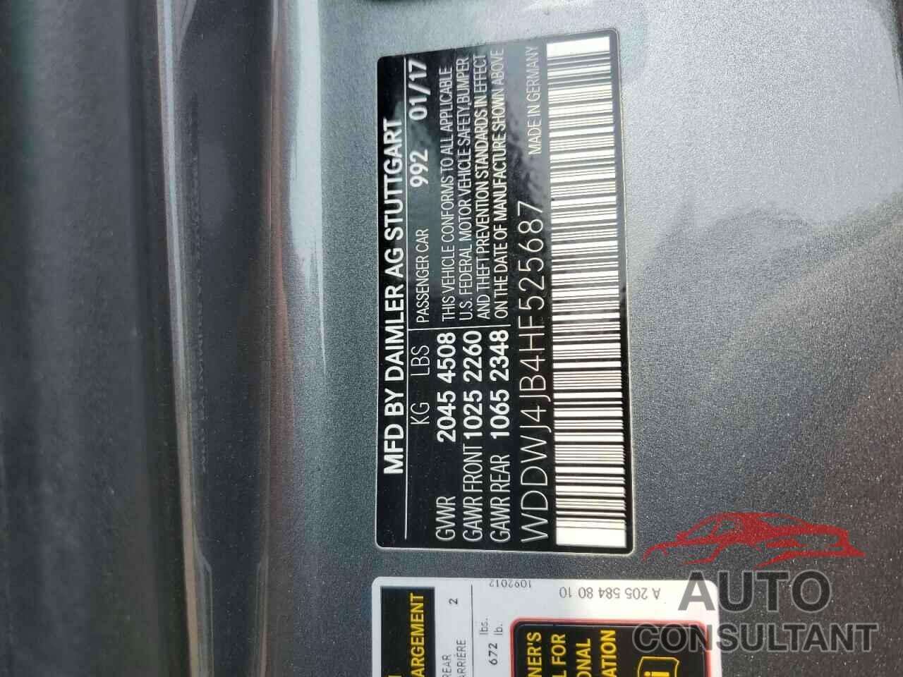 MERCEDES-BENZ C-CLASS 2017 - WDDWJ4JB4HF525687