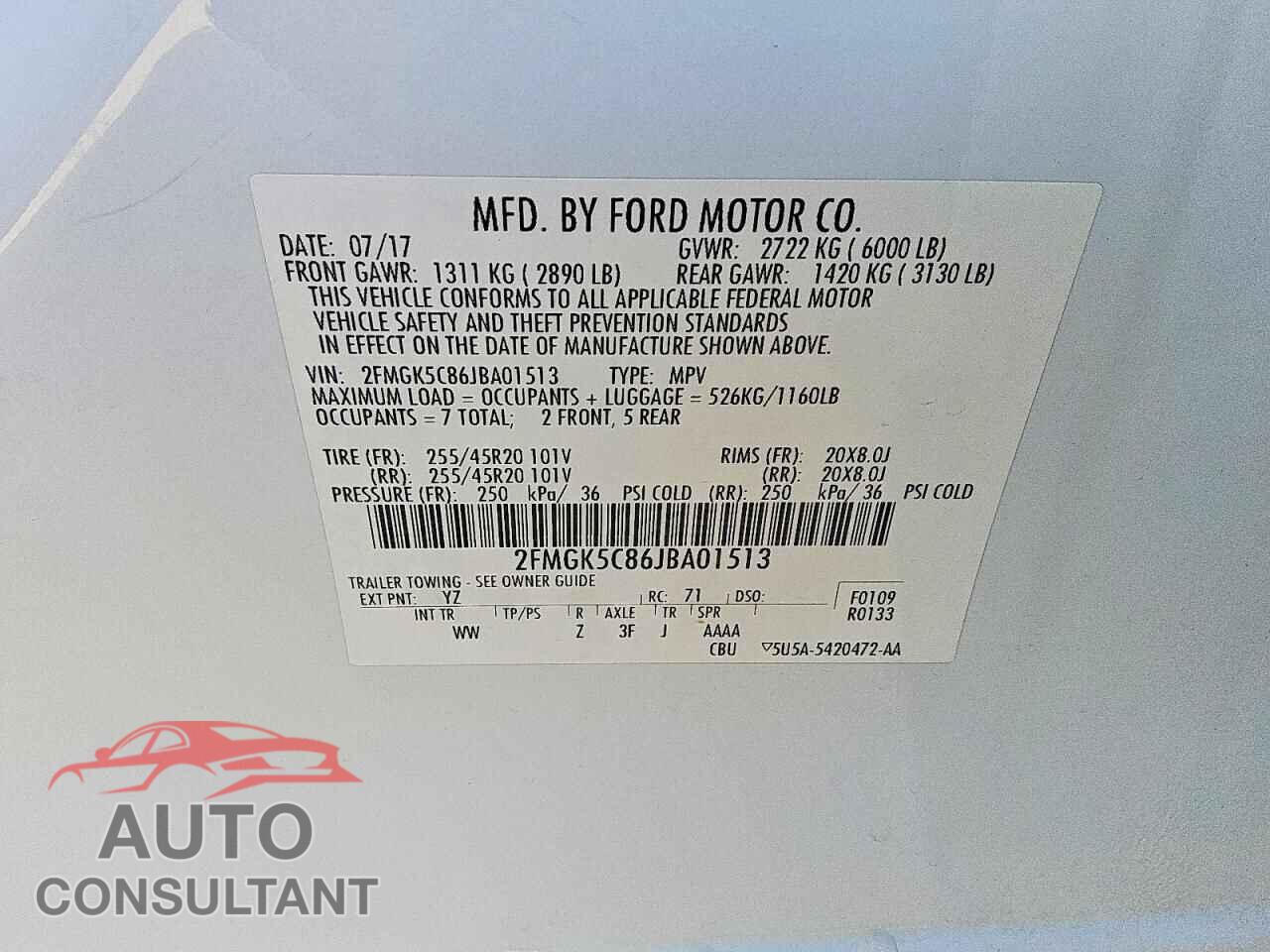 FORD FLEX 2018 - 2FMGK5C86JBA01513
