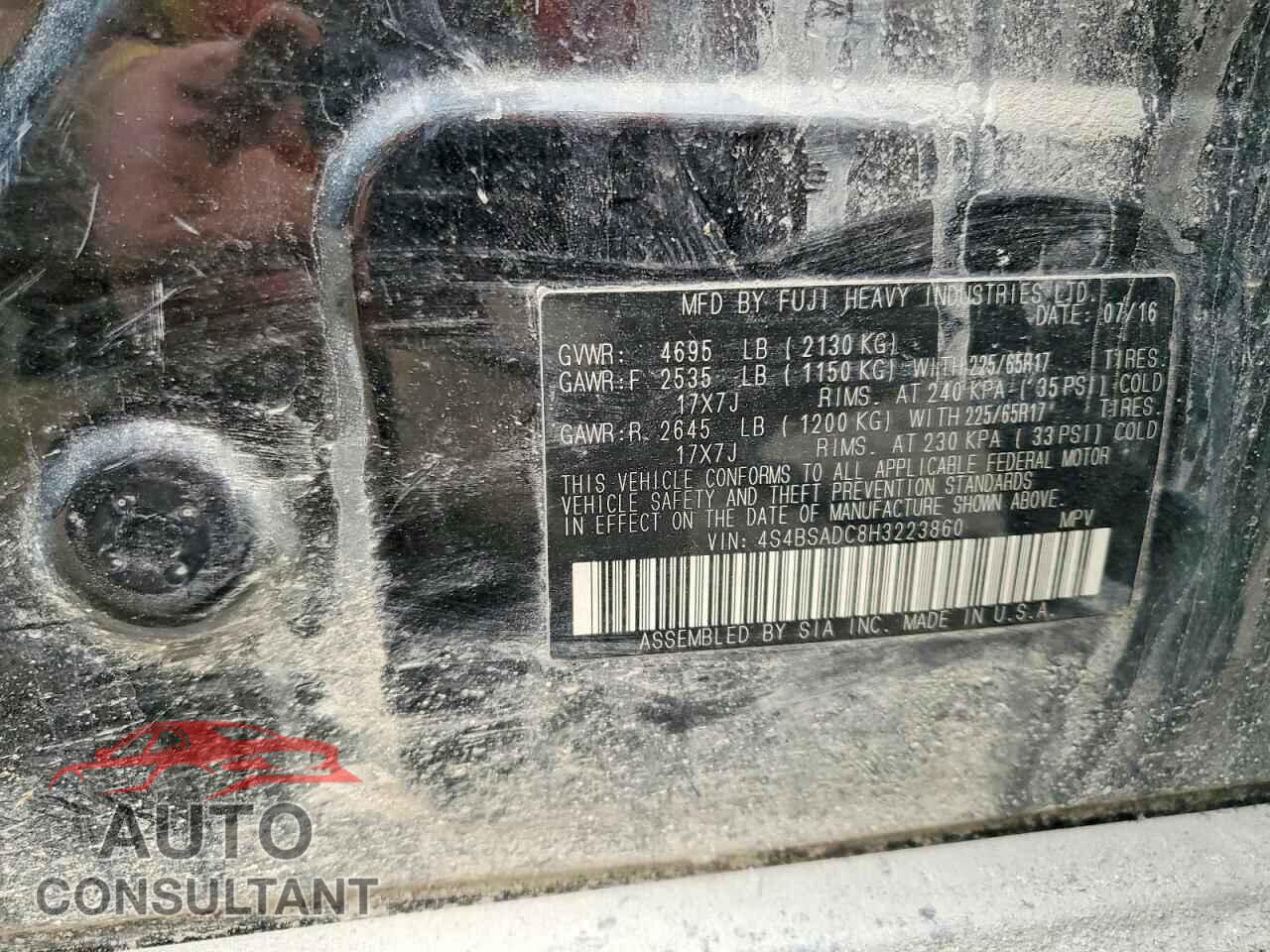 SUBARU OUTBACK 2017 - 4S4BSADC8H3223860