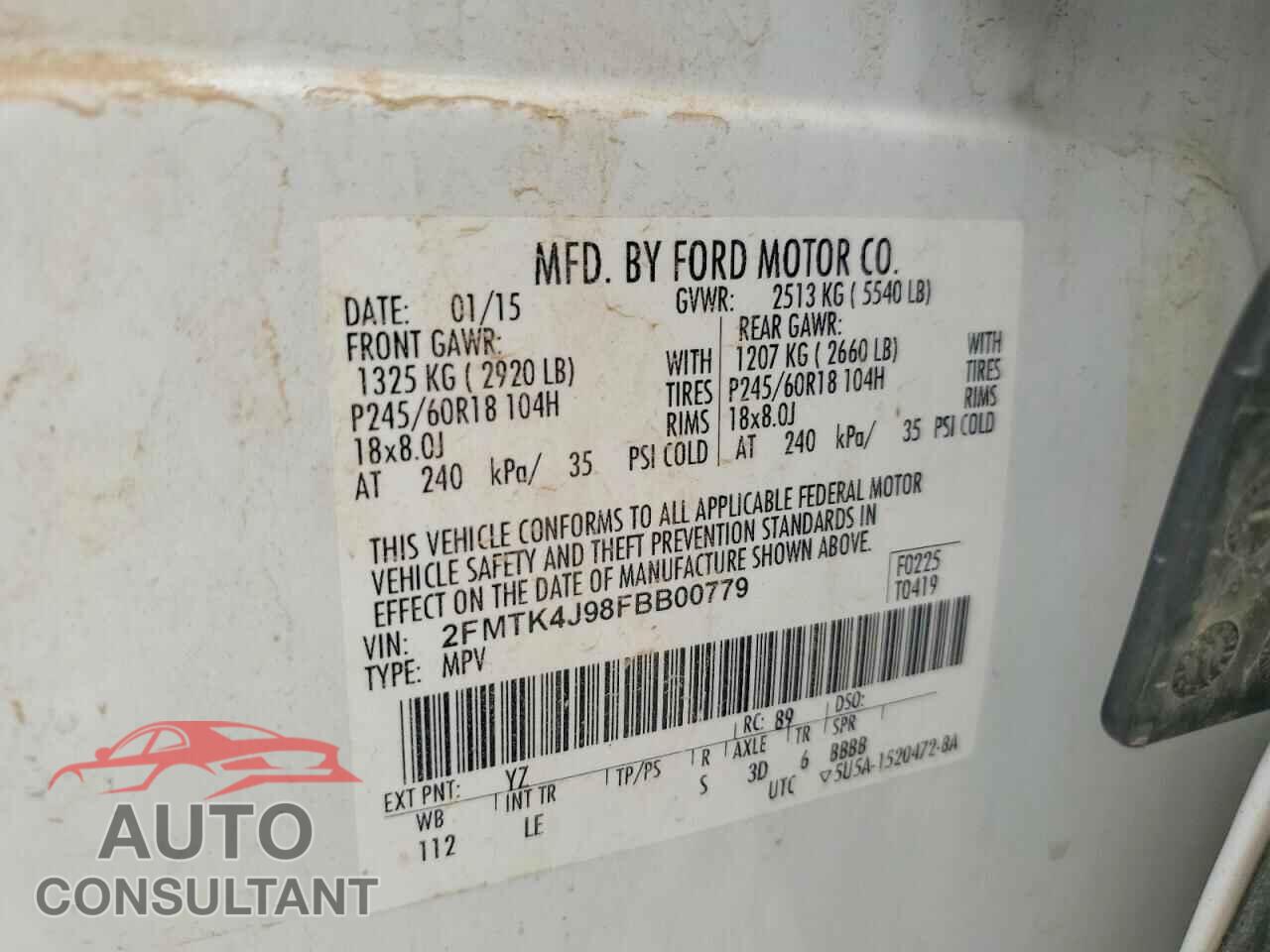 FORD EDGE 2015 - 2FMTK4J98FBB00779