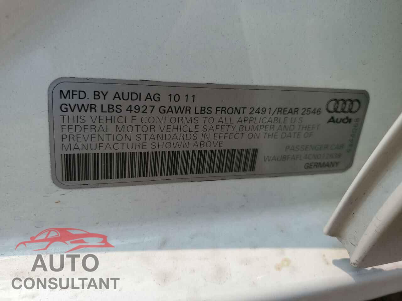 AUDI A4 2012 - WAUBFAFL4CN012638