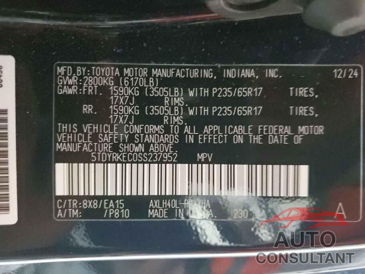 TOYOTA All Models 2025 - 5TDYRKEC0SS237952
