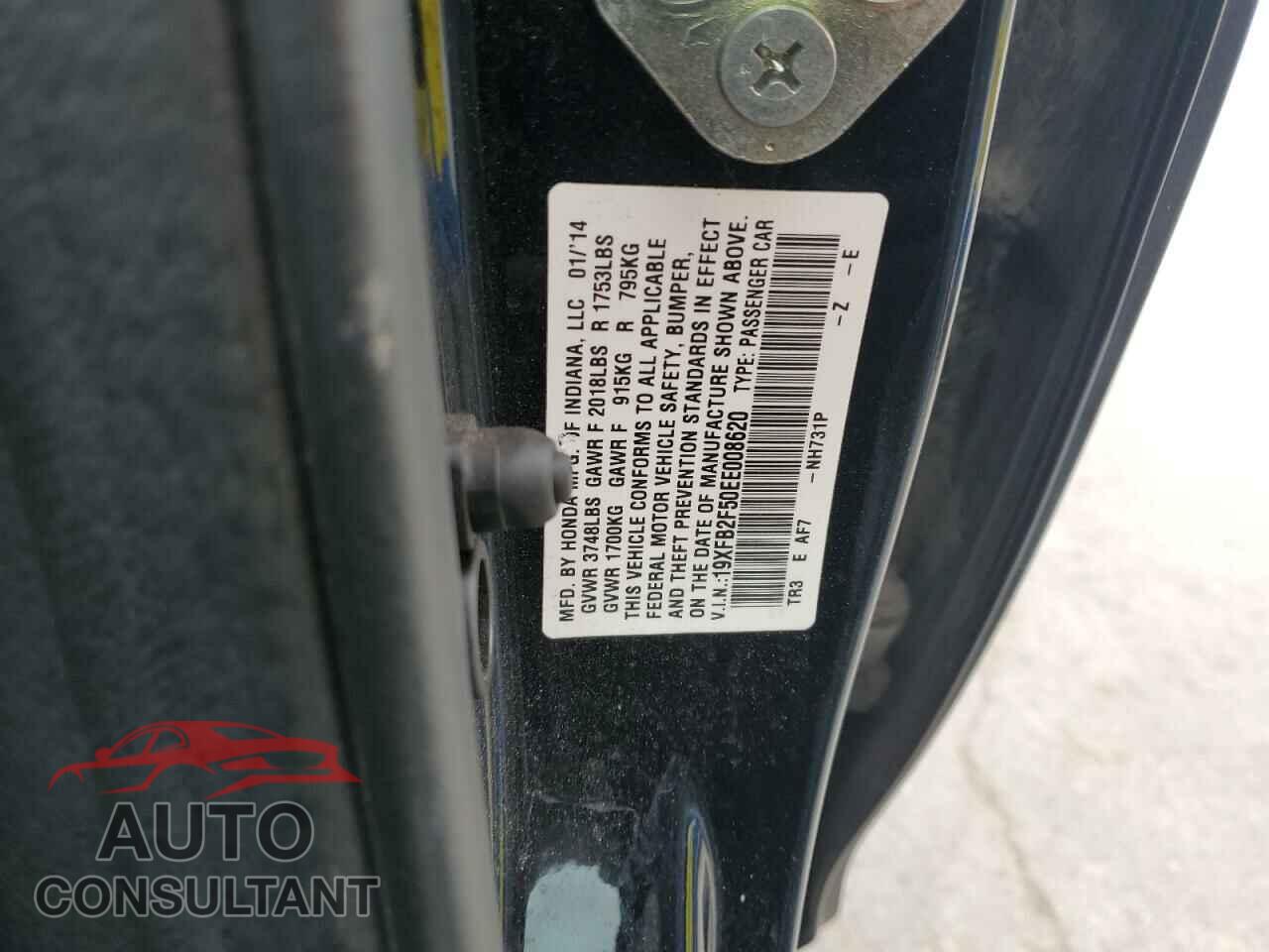 HONDA CIVIC 2014 - 19XFB2F50EE008620
