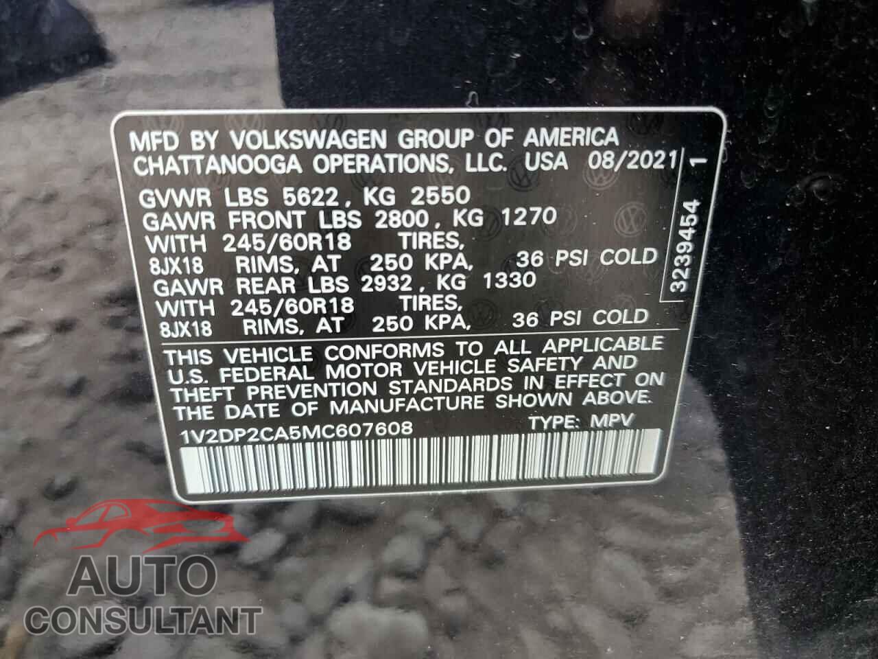 VOLKSWAGEN ATLAS 2021 - 1V2DP2CA5MC607608