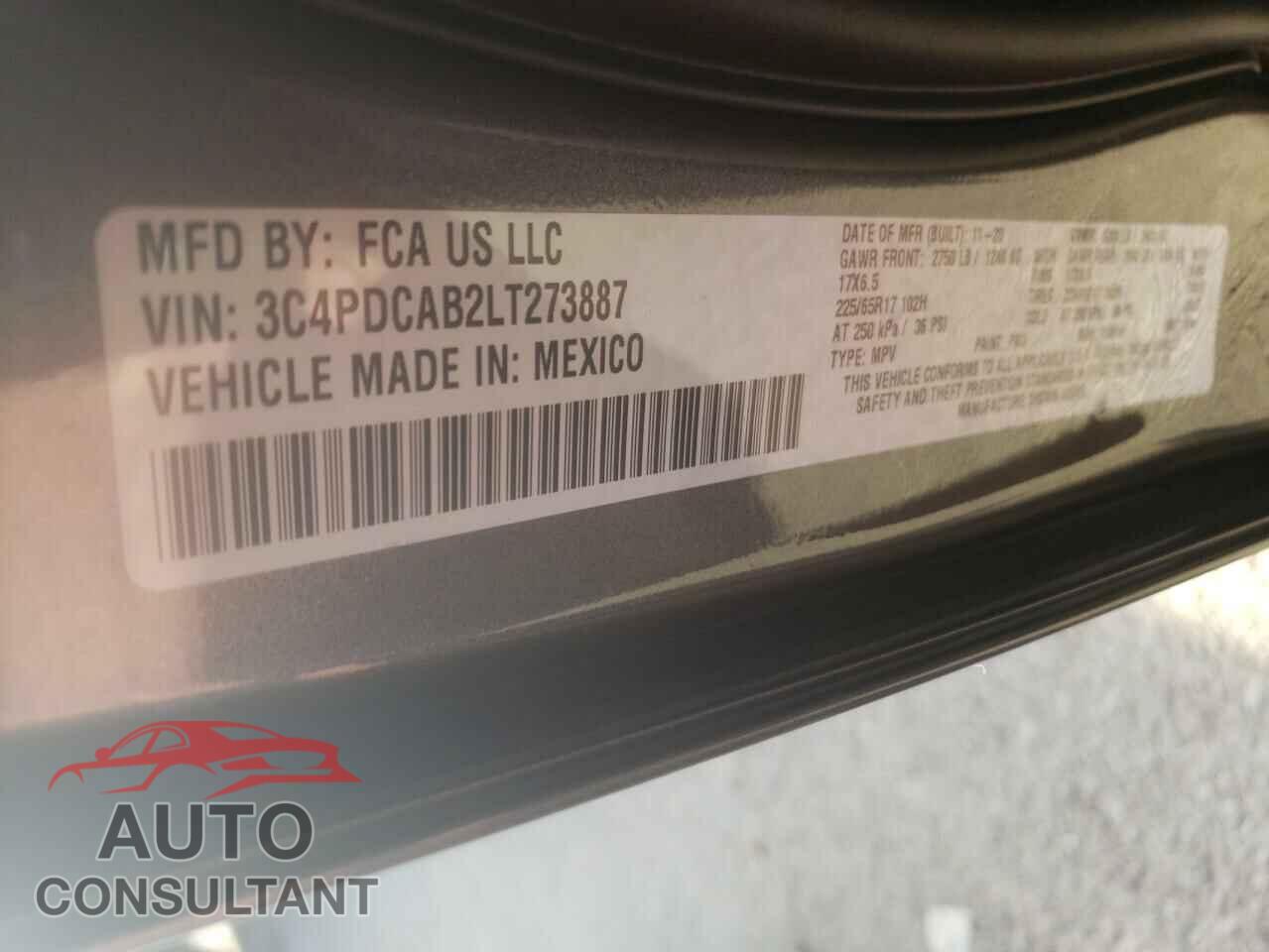 DODGE JOURNEY 2020 - 3C4PDCAB2LT273887