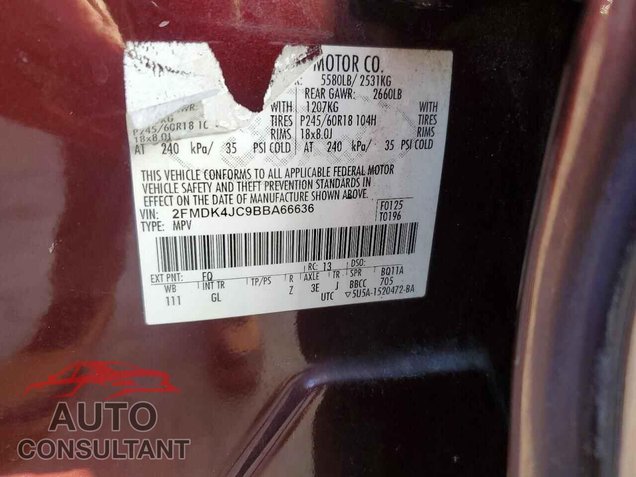 FORD EDGE 2011 - 2FMDK4JC9BBA66636