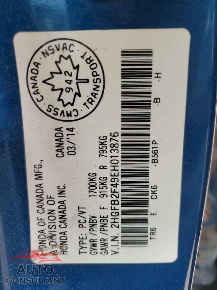 HONDA CIVIC 2014 - 2HGFB2F49EH013876