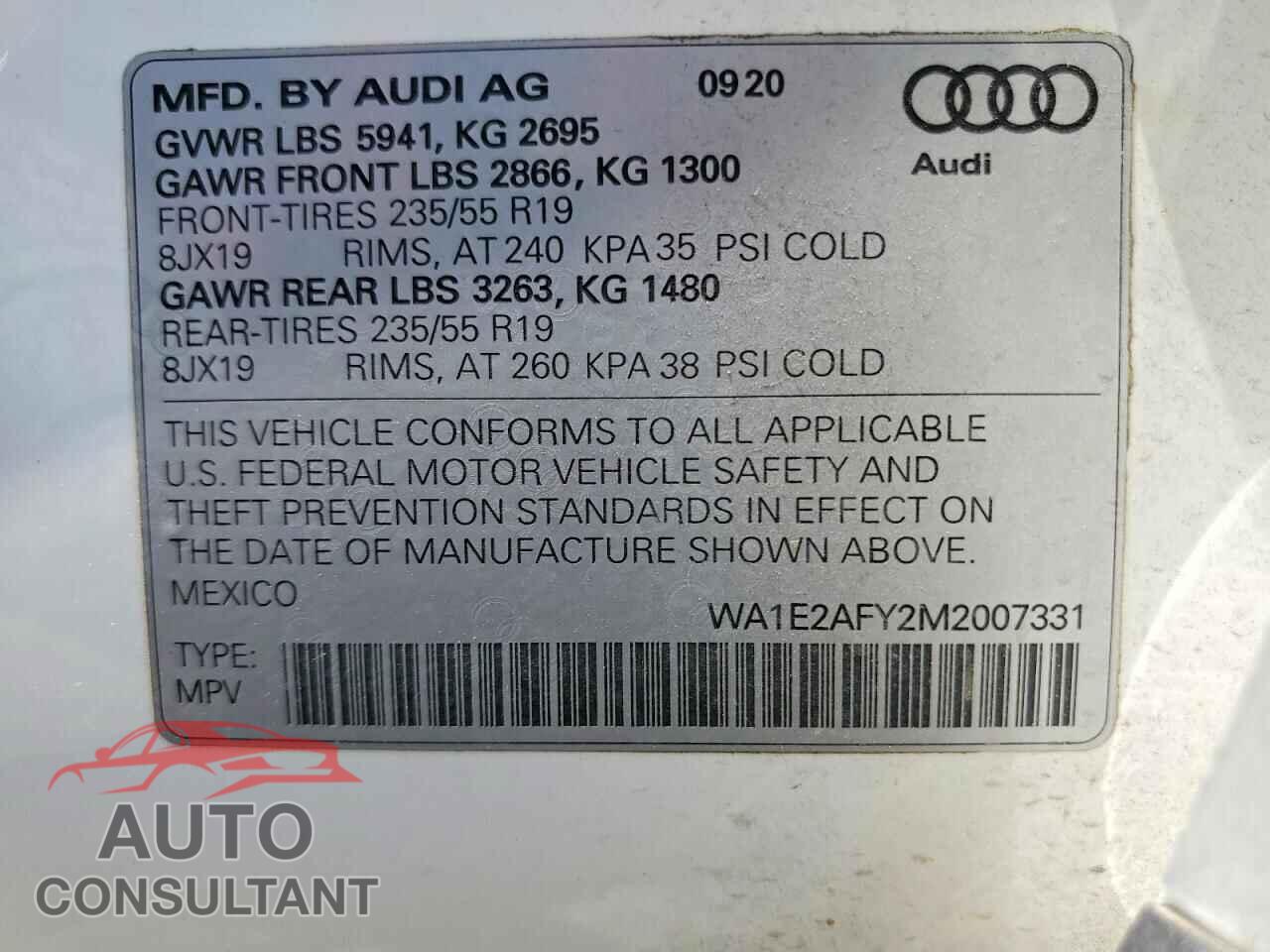 AUDI Q5 2021 - WA1E2AFY2M2007331