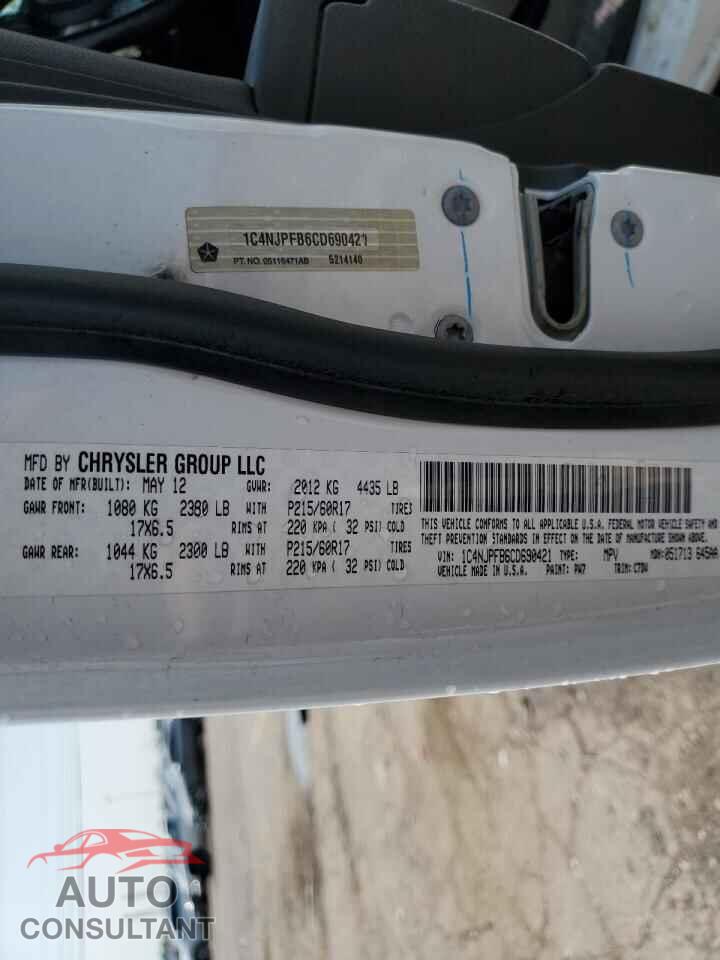 JEEP PATRIOT 2012 - 1C4NJPFB6CD690421