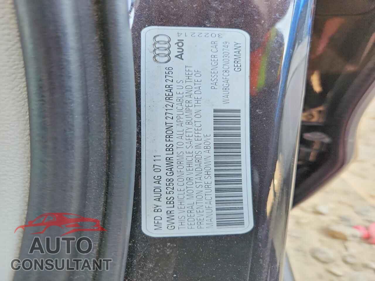 AUDI A6 2012 - WAUBGAFC8CN030749