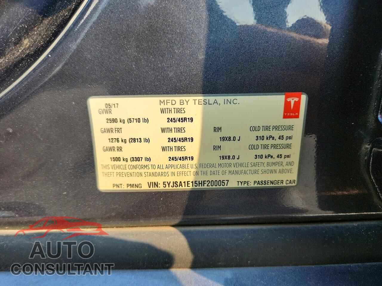 TESLA MODEL S 2017 - 5YJSA1E15HF200057