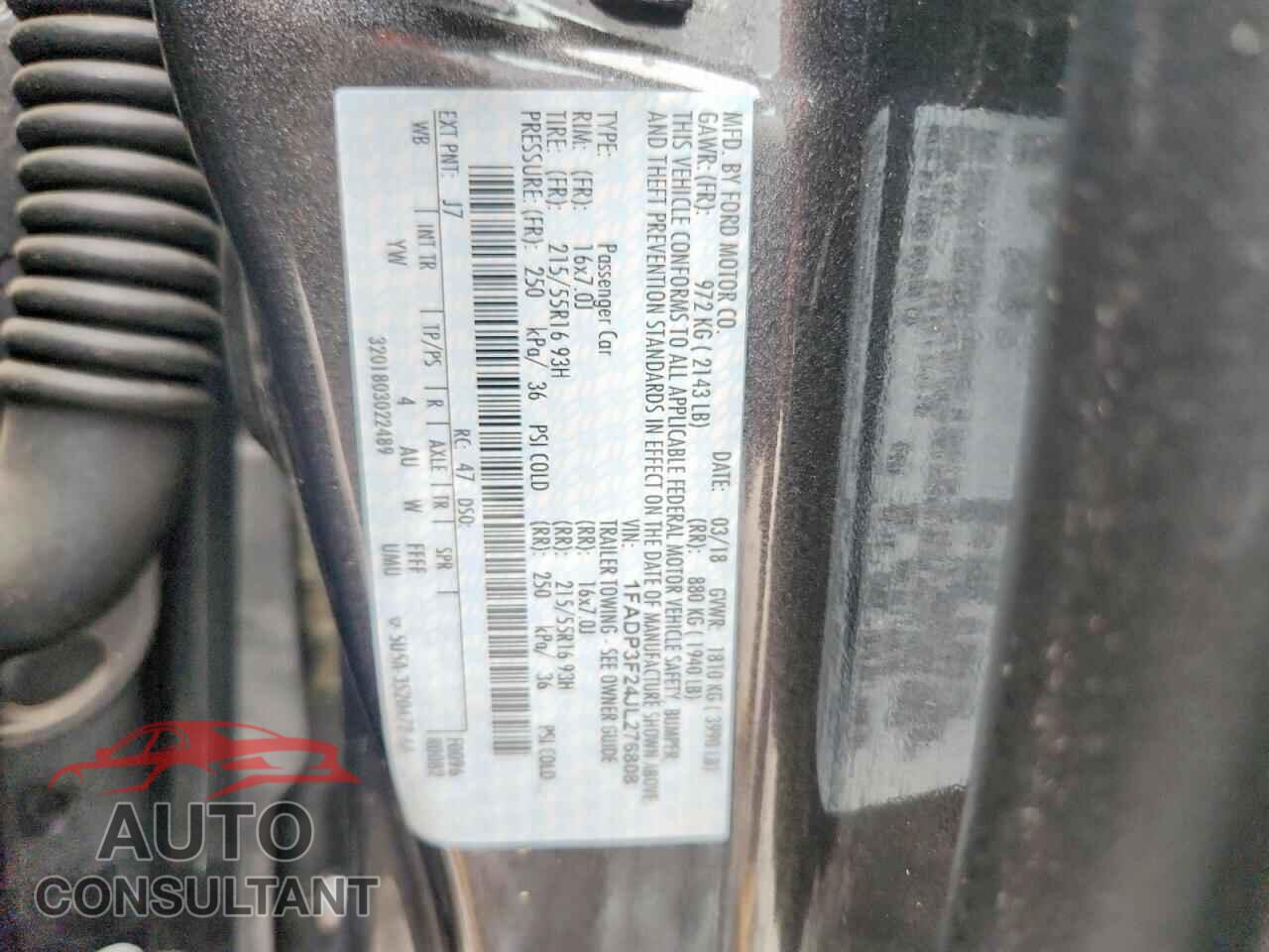 FORD FOCUS 2018 - 1FADP3F24JL276808