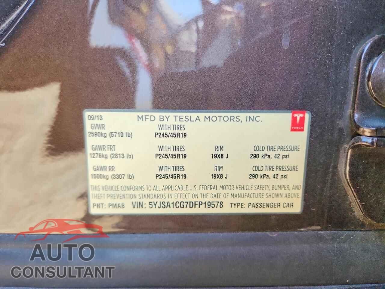 TESLA MODEL S 2013 - 5YJSA1CG7DFP19578