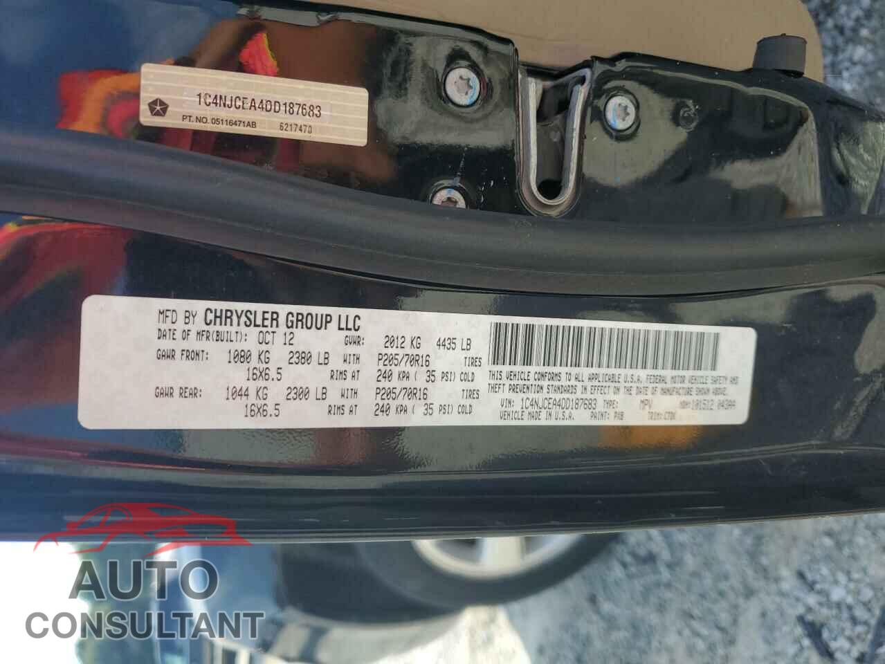 JEEP COMPASS 2013 - 1C4NJCEA4DD187683