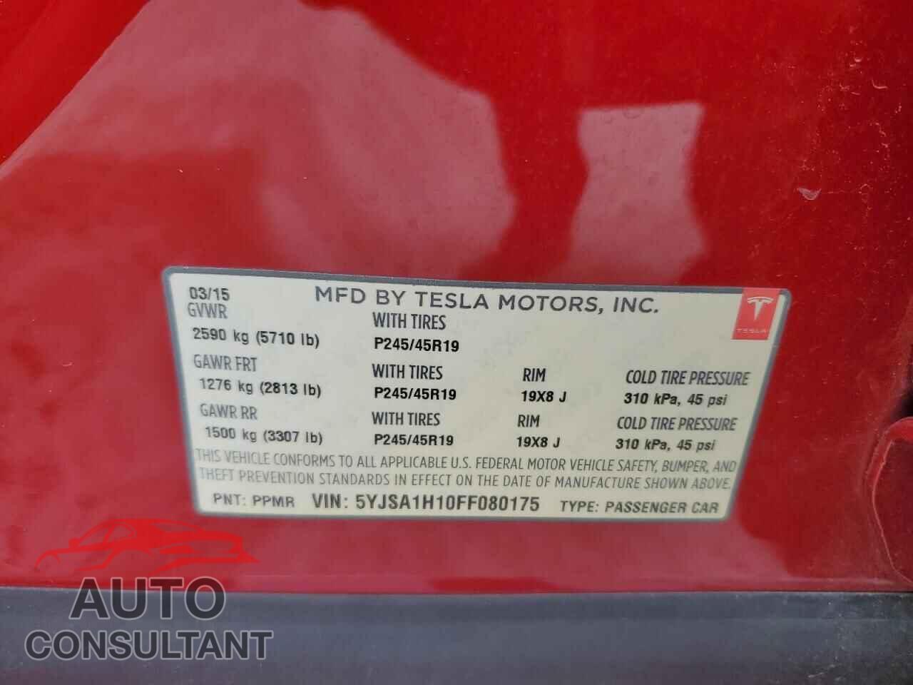 TESLA MODEL S 2015 - 5YJSA1H10FF080175