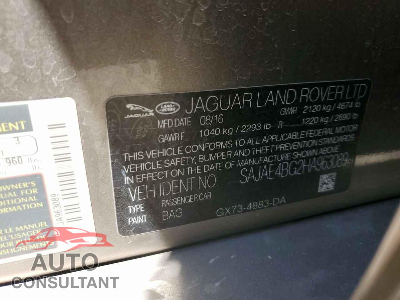 JAGUAR XE 2017 - SAJAE4BG2HA963089