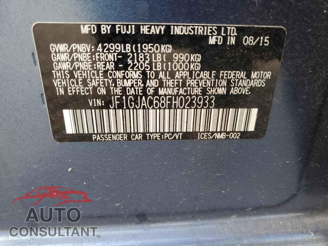 SUBARU IMPREZA 2015 - JF1GJAC68FH023933