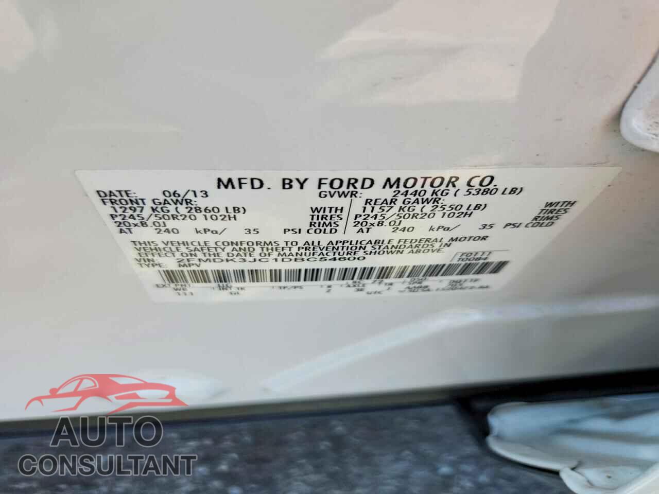 FORD EDGE 2013 - 2FMDK3JC1DBC54600