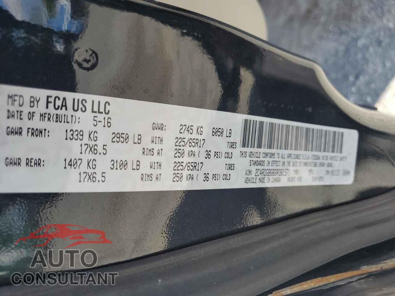 DODGE CARAVAN 2016 - 2C4RDGBG6GR361571