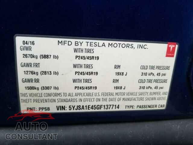 TESLA MODEL S 2016 - 5YJSA1E45GF137714
