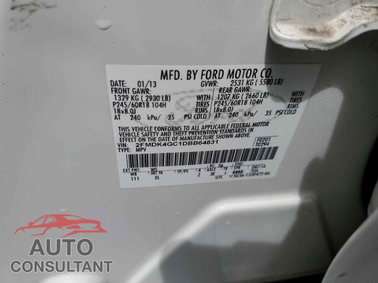 FORD EDGE 2013 - 2FMDK4GC1DBB64831