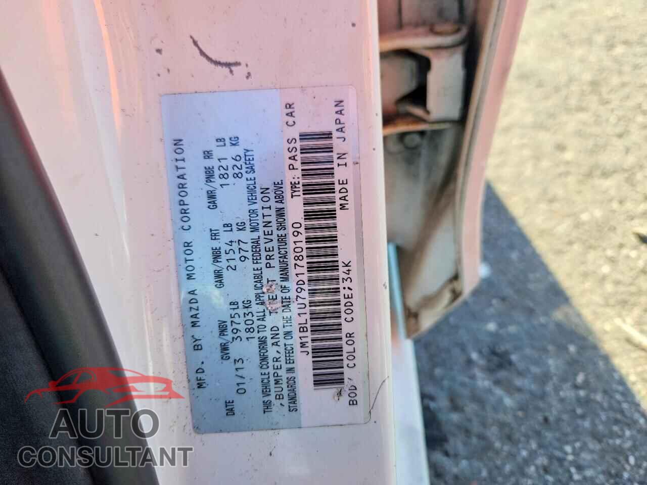 MAZDA 3 2013 - JM1BL1U79D1780190