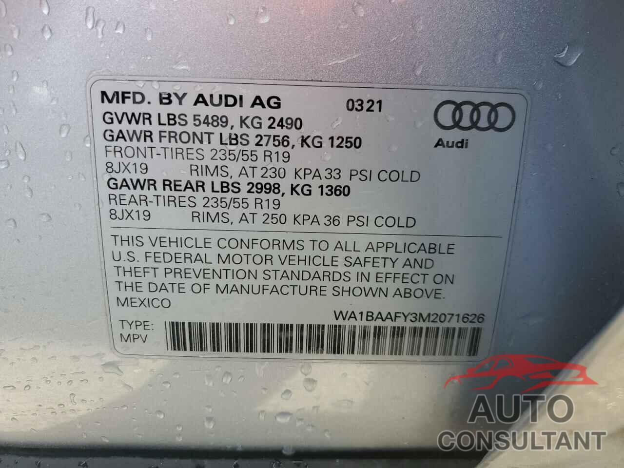 AUDI Q5 2021 - WA1BAAFY3M2071626