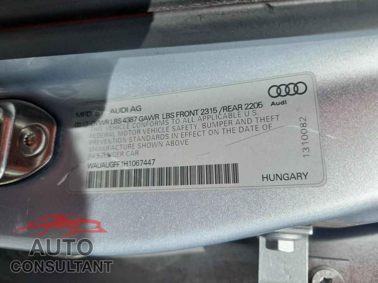AUDI A3 2017 - WAUAUGFF1H1067447