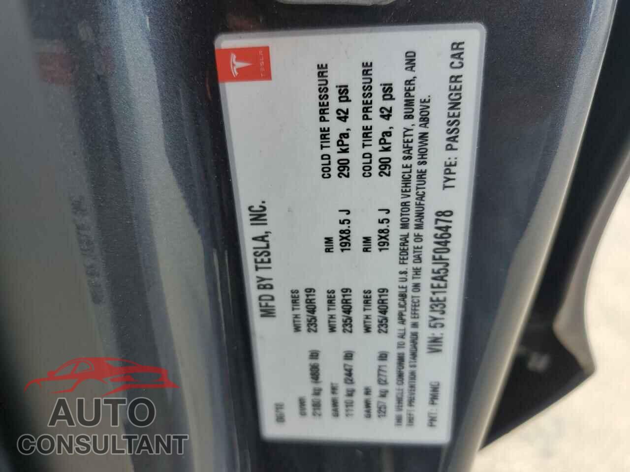 TESLA MODEL 3 2018 - 5YJ3E1EA5JF046478