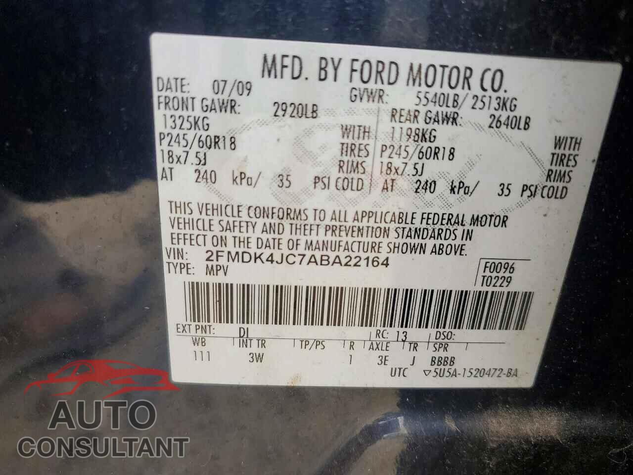 FORD EDGE 2010 - 2FMDK4JC7ABA22164