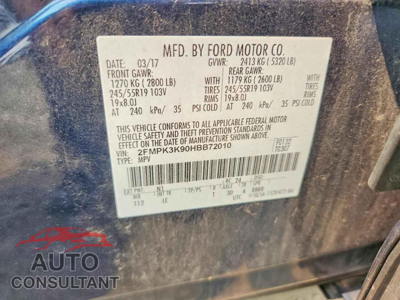 FORD EDGE 2017 - 2FMPK3K90HBB72010