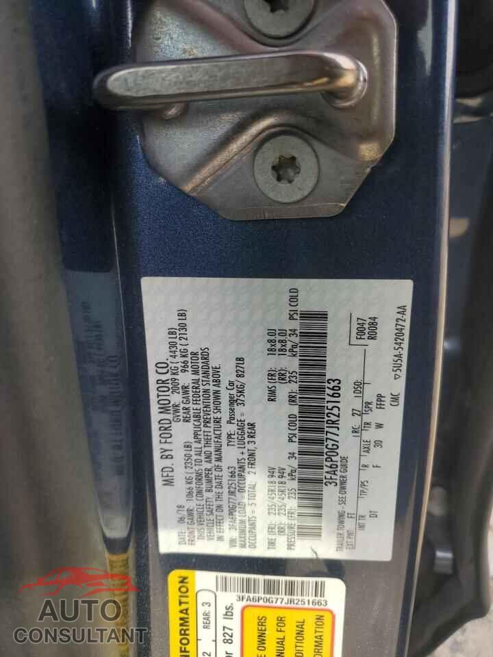 FORD FUSION 2018 - 3FA6P0G77JR251663