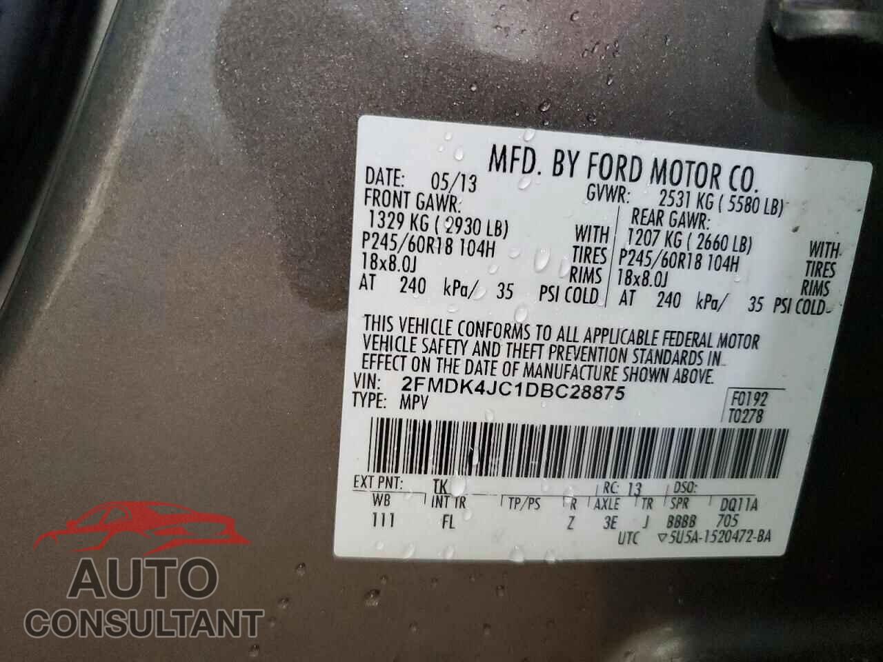 FORD EDGE 2013 - 2FMDK4JC1DBC28875