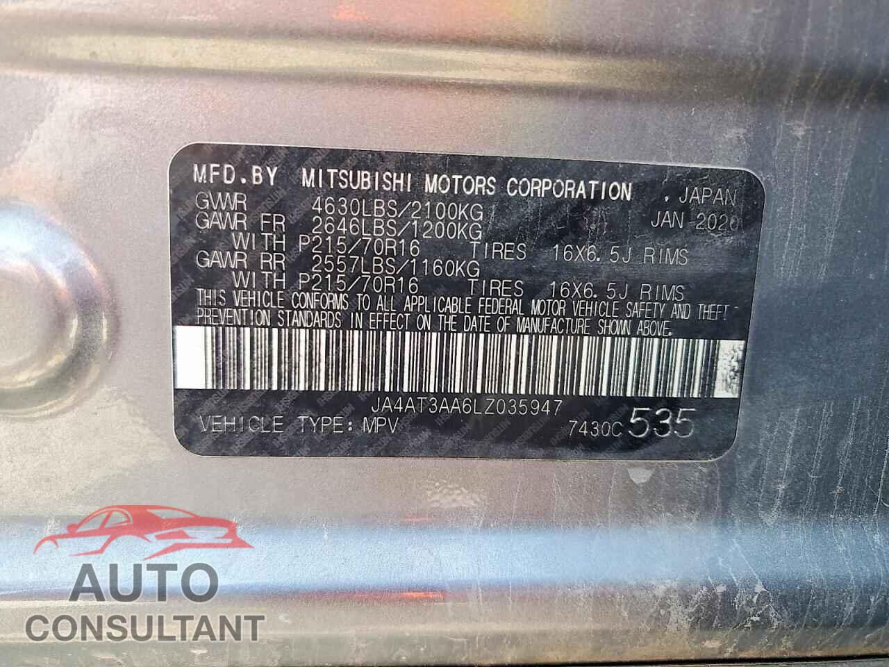 MITSUBISHI ECLIPSE 2020 - JA4AT3AA6LZ035947