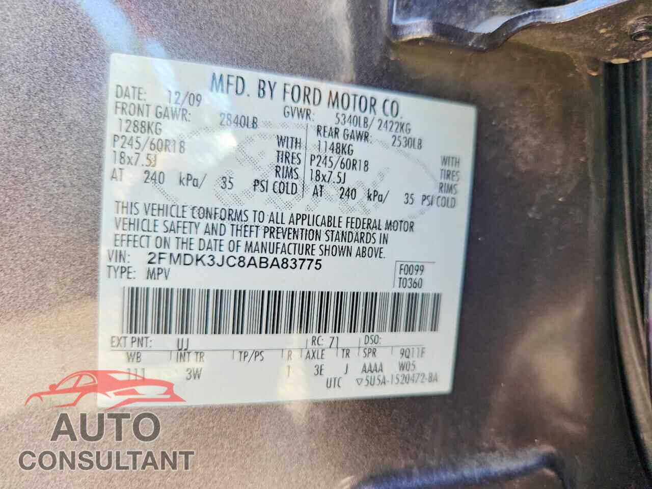 FORD EDGE 2010 - 2FMDK3JC8ABA83775