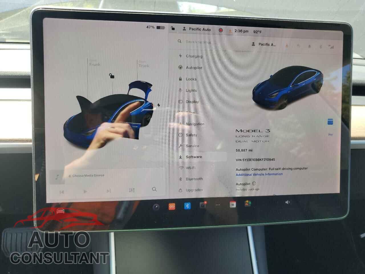 TESLA MODEL 3 2019 - 5YJ3E1EB6KF210945