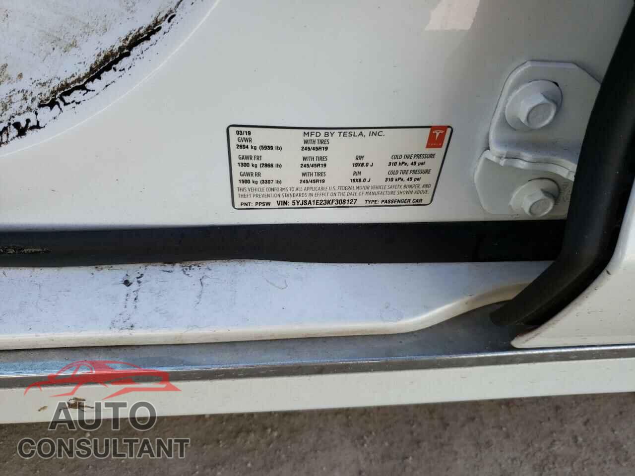 TESLA MODEL S 2019 - 5YJSA1E23KF308127