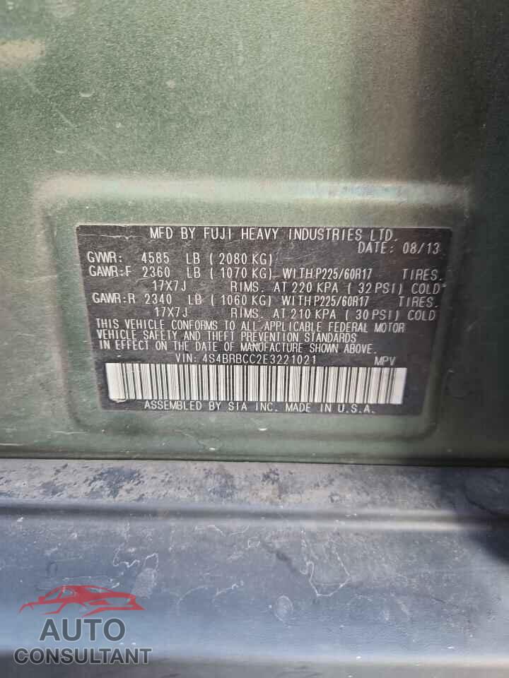SUBARU OUTBACK 2014 - 4S4BRBCC2E3221021