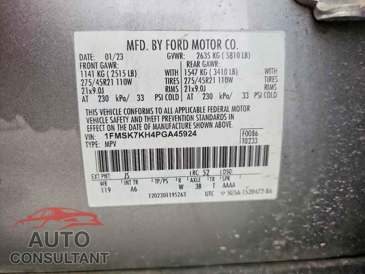 FORD EXPLORER 2023 - 1FMSK7KH4PGA45924