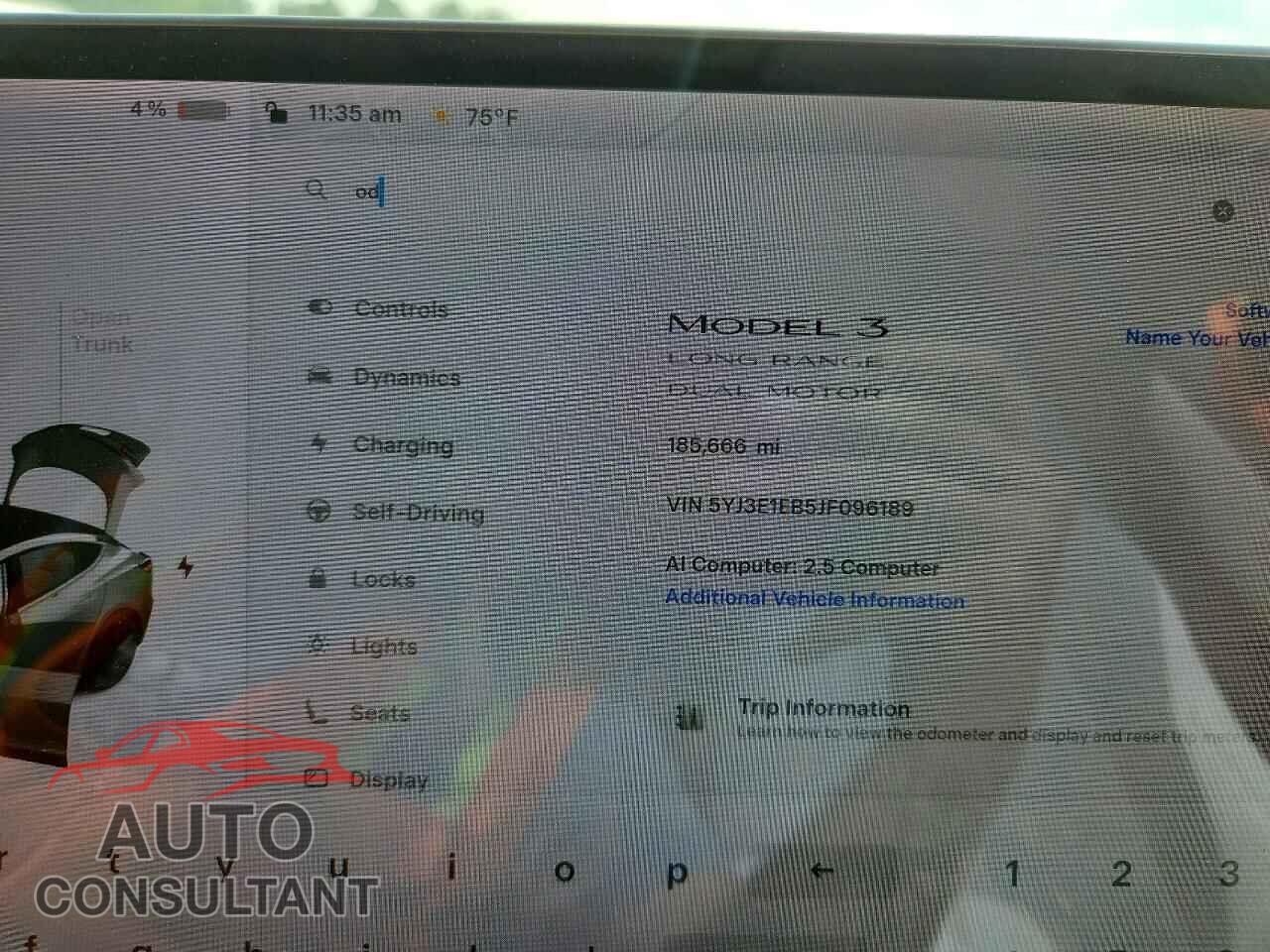 TESLA MODEL 3 2018 - 5YJ3E1EB5JF096189