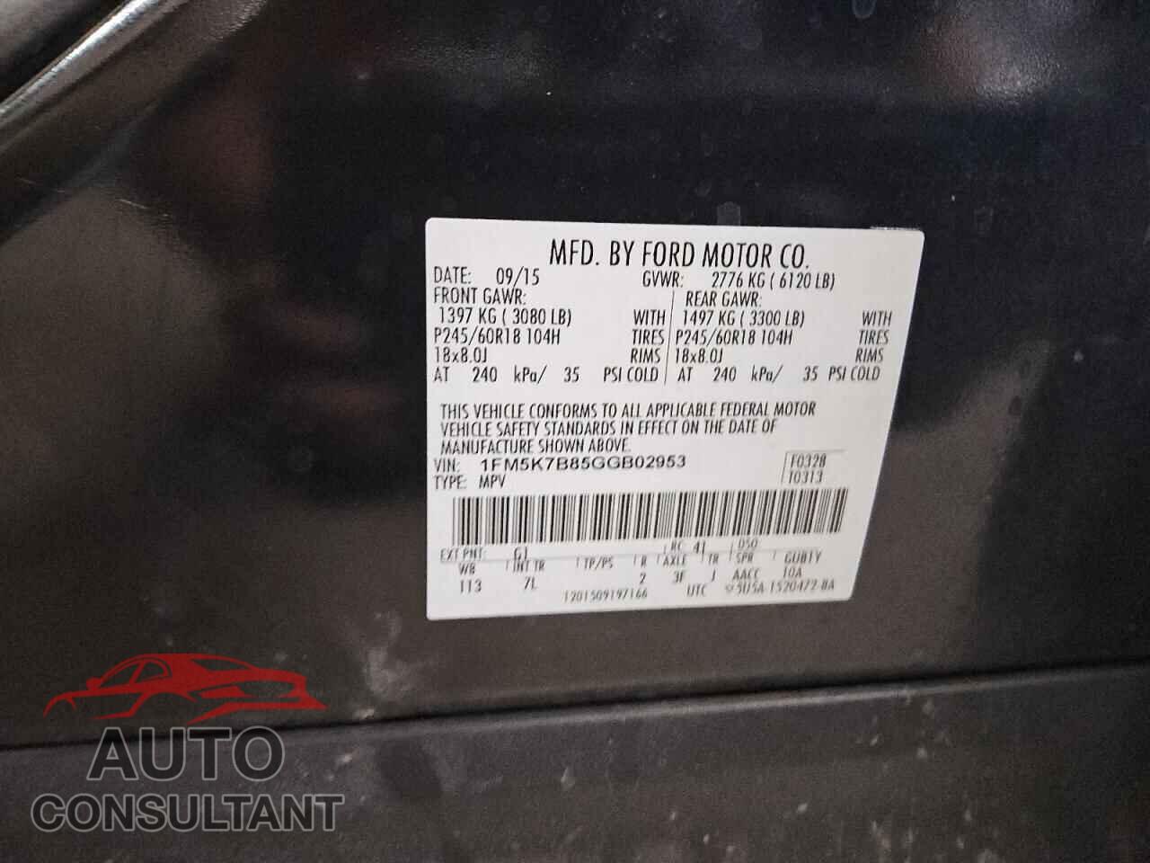 FORD EXPLORER 2016 - 1FM5K7B85GGB02953
