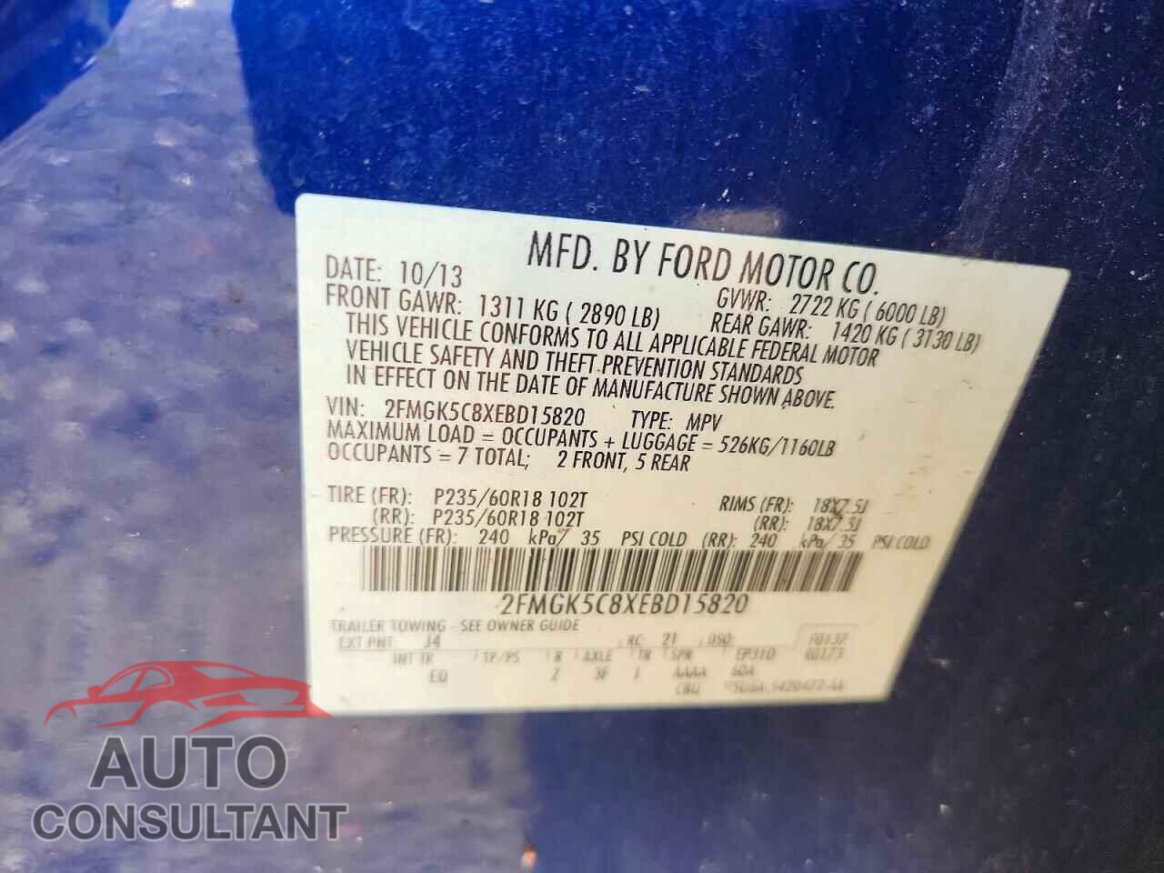 FORD FLEX 2014 - 2FMGK5C8XEBD15820
