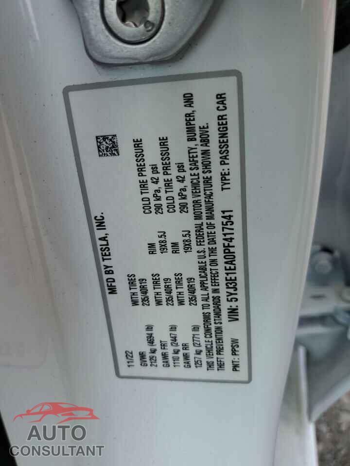 TESLA MODEL 3 2023 - 5YJ3E1EA0PF417541