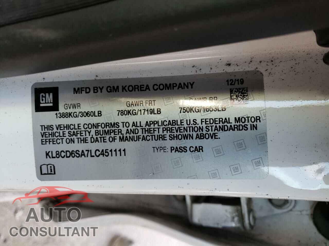 CHEVROLET SPARK 2020 - KL8CD6SA7LC451111