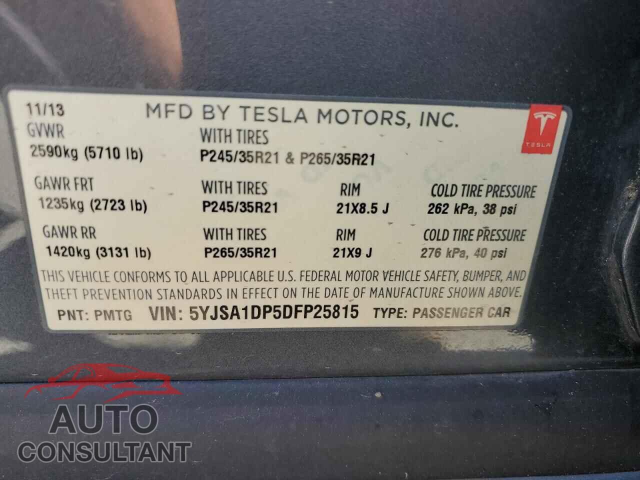 TESLA MODEL S 2013 - 5YJSA1DP5DFP25815