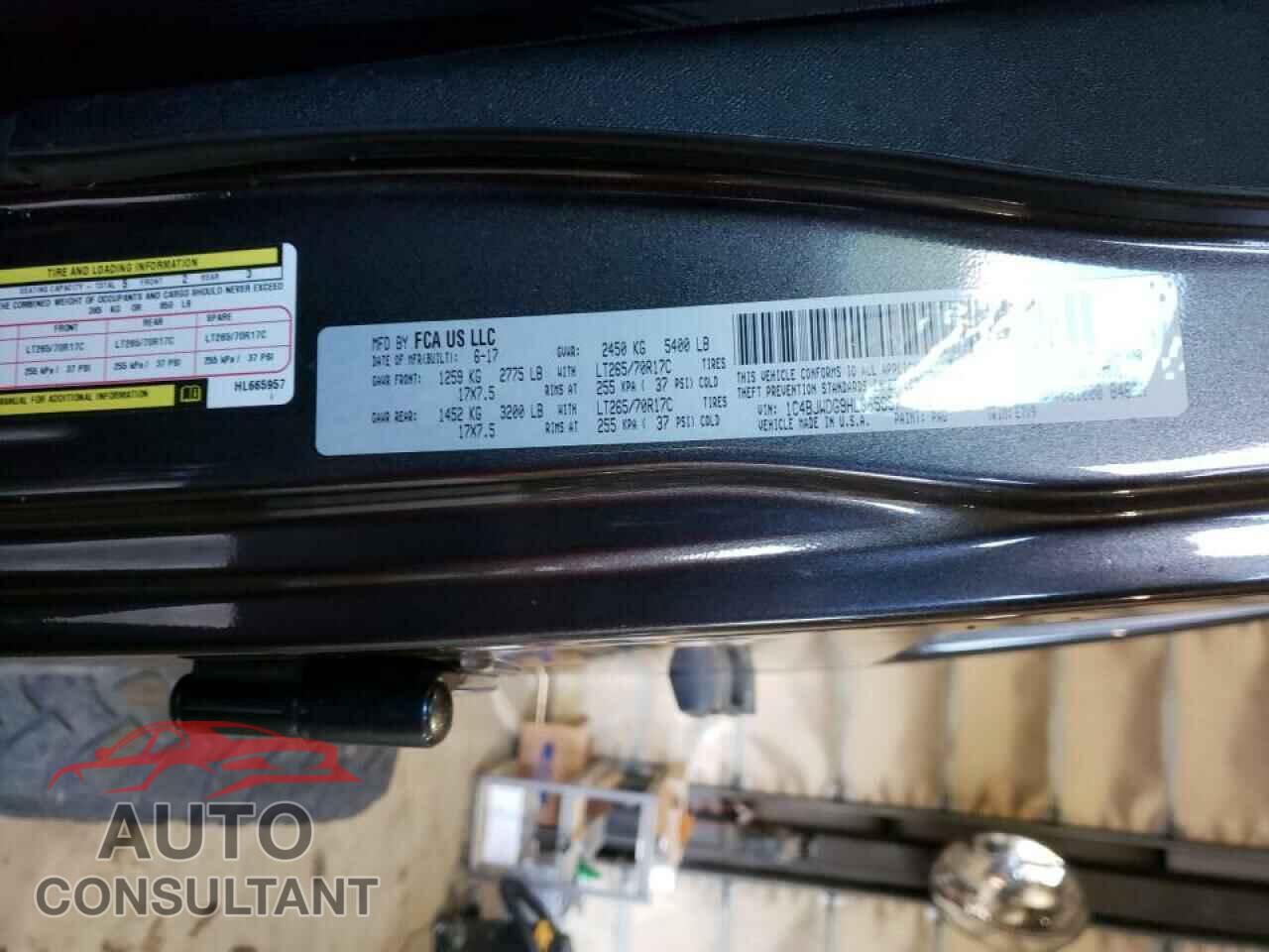JEEP WRANGLER 2017 - 1C4BJWDG9HL665957