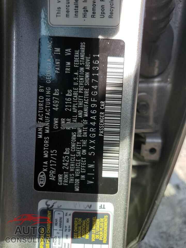 KIA OPTIMA 2015 - 5XXGR4A69FG471361