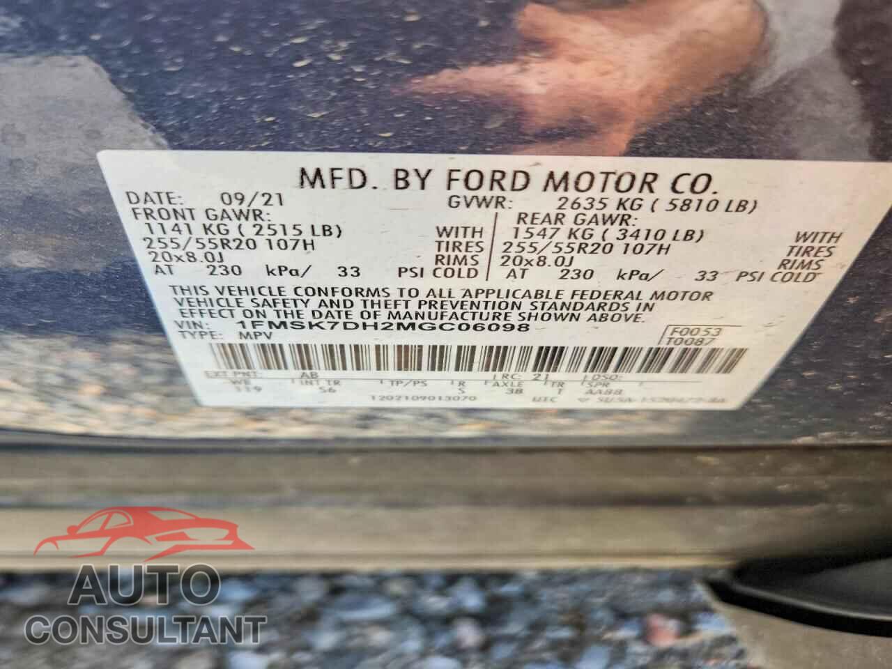 FORD EXPLORER 2021 - 1FMSK7DH2MGC06098