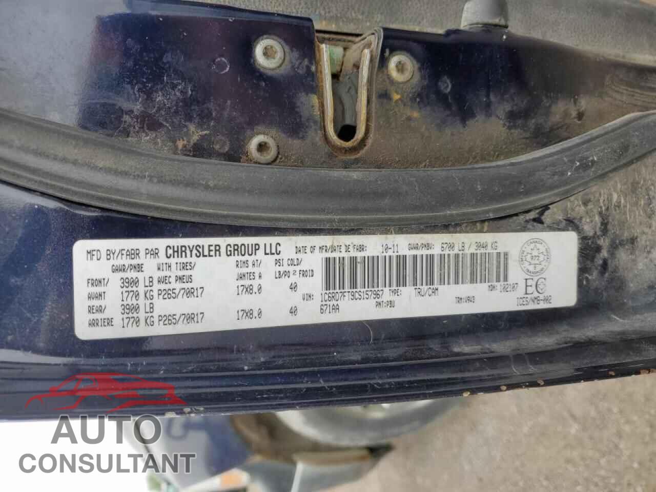 DODGE RAM 1500 2012 - 1C6RD7FT9CS157967